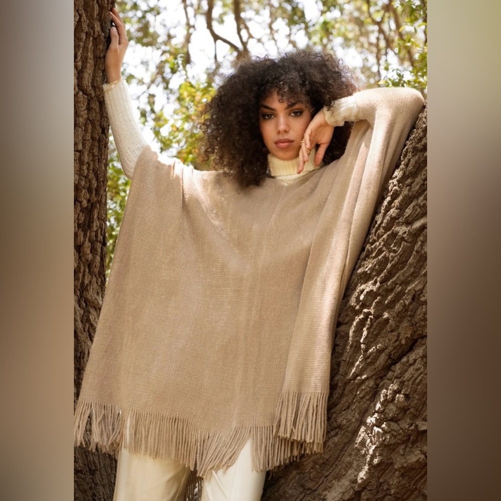 Beautiful NEW neutral color poncho, lightweight for summer & spring.